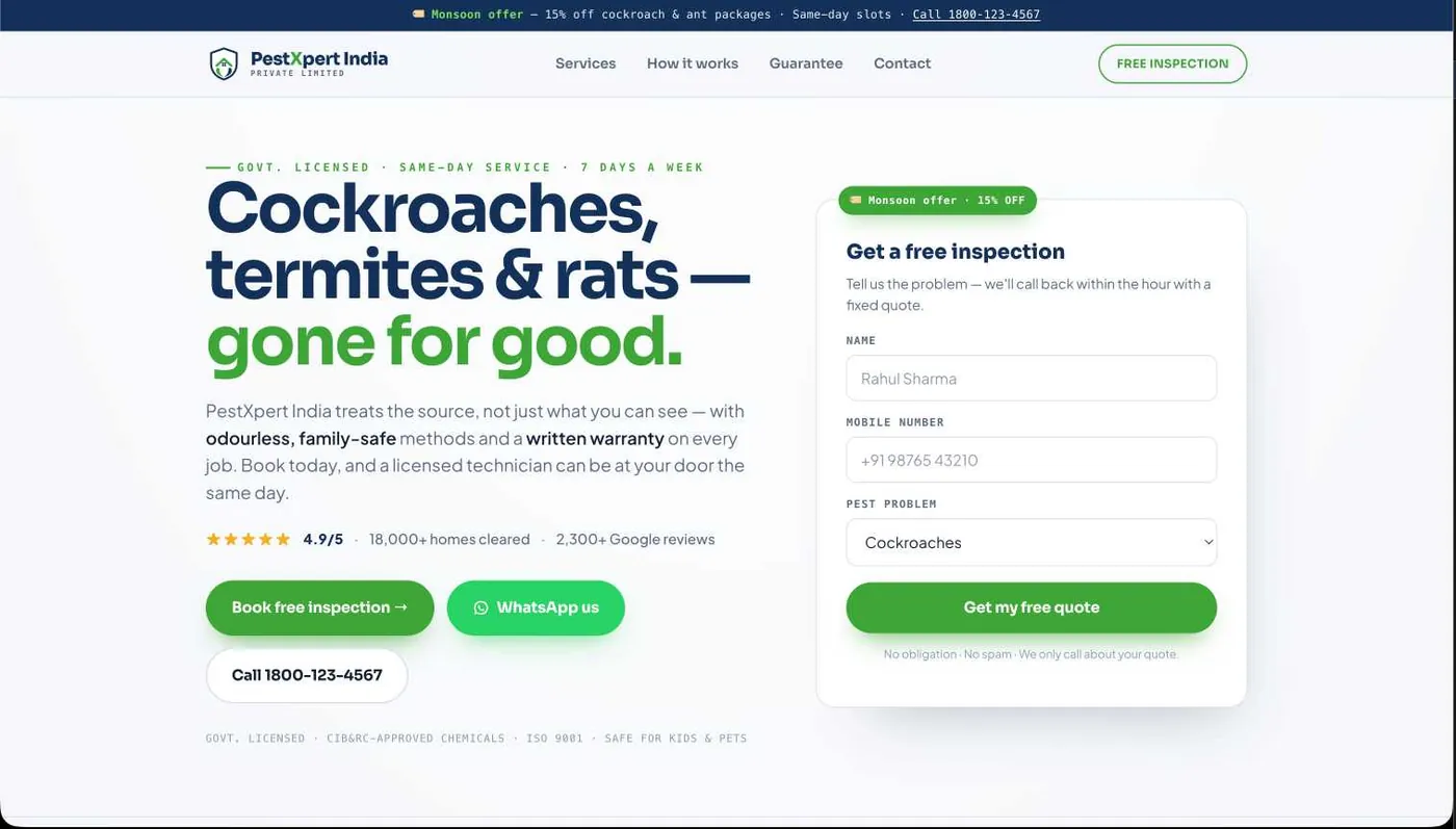 PestXpert pest control website